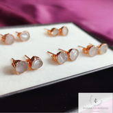 Raw Rose Quartz Earrings, Rose Gold Plated Earrings, Birthstone Earrings, Rose Quartz Stud Earrings, Raw Crystal Stud, Raw Gemstone Studs
